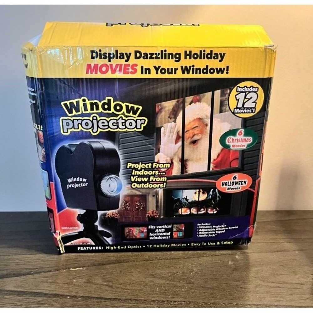 Holiday Window Projector with 12 Christmas & Halloween Movies